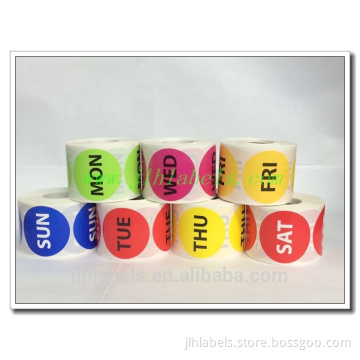 1 ROLL 500 2" ROUND RED TUESDAY DAY OF THE WEEK INVENTORY LABELS